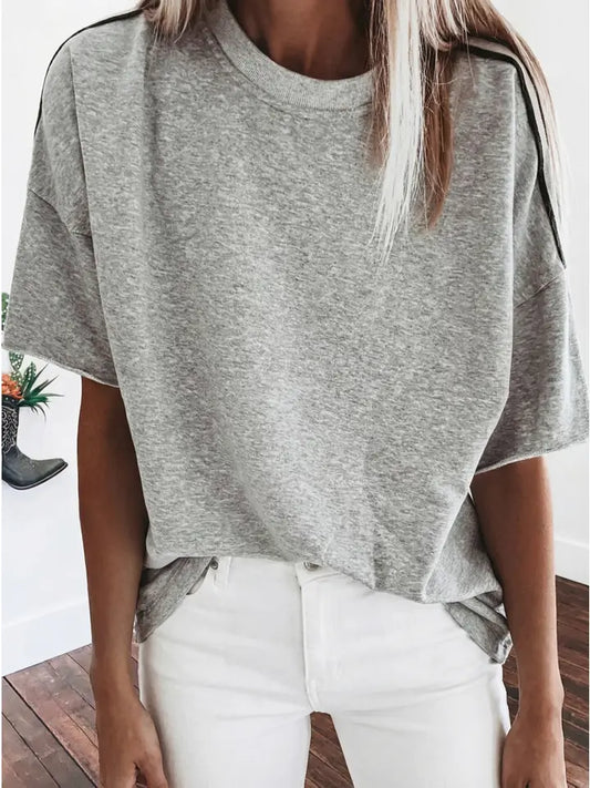 RAW EDGE STRIPE GREY TEE