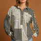 STRIPED COLLARED BLACK TOP