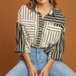 STRIPED COLLARED BLACK TOP