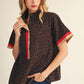 LEOPARD SMOCK NECK BROWN TOP