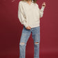 LUXEKNIT V-NECK ECRU TOP