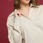LUXEKNIT V-NECK ECRU TOP