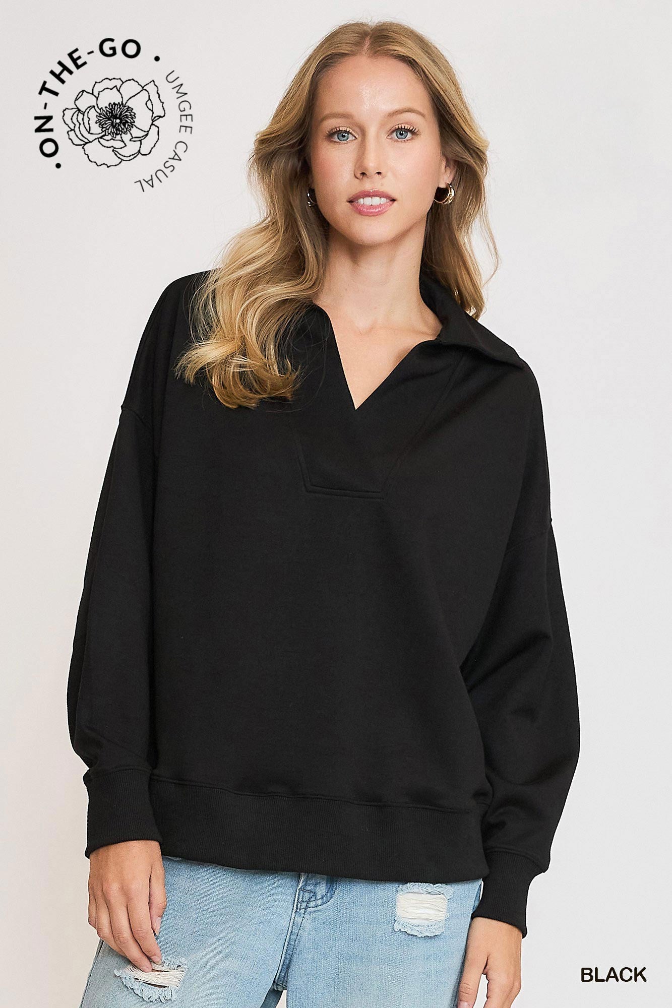 LUXEKNIT V-NECK BLACK TOP