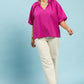 BUBBLED SLEEVE MAGENTA TOP