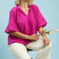 BUBBLED SLEEVE MAGENTA TOP