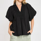SMOCKED PUFF SLEEVE TOP