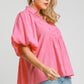 SMOCKED PUFF SLEEVE CORAL PINK TOP