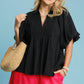 SMOCKED PUFF SLEEVE TOP