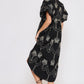 EMBROIDERED PUFF MIDI DRESS