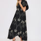 EMBROIDERED PUFF MIDI DRESS
