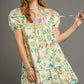 FLORAL BABY-DOLL GREEN MIX DRESS