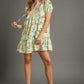 FLORAL BABY-DOLL GREEN MIX DRESS