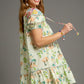 FLORAL BABY-DOLL GREEN MIX DRESS