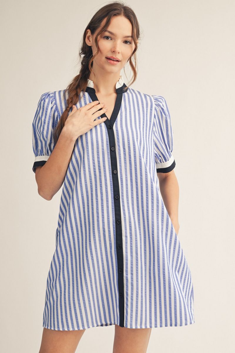 STRIPE SHIFT BLUE DRESS