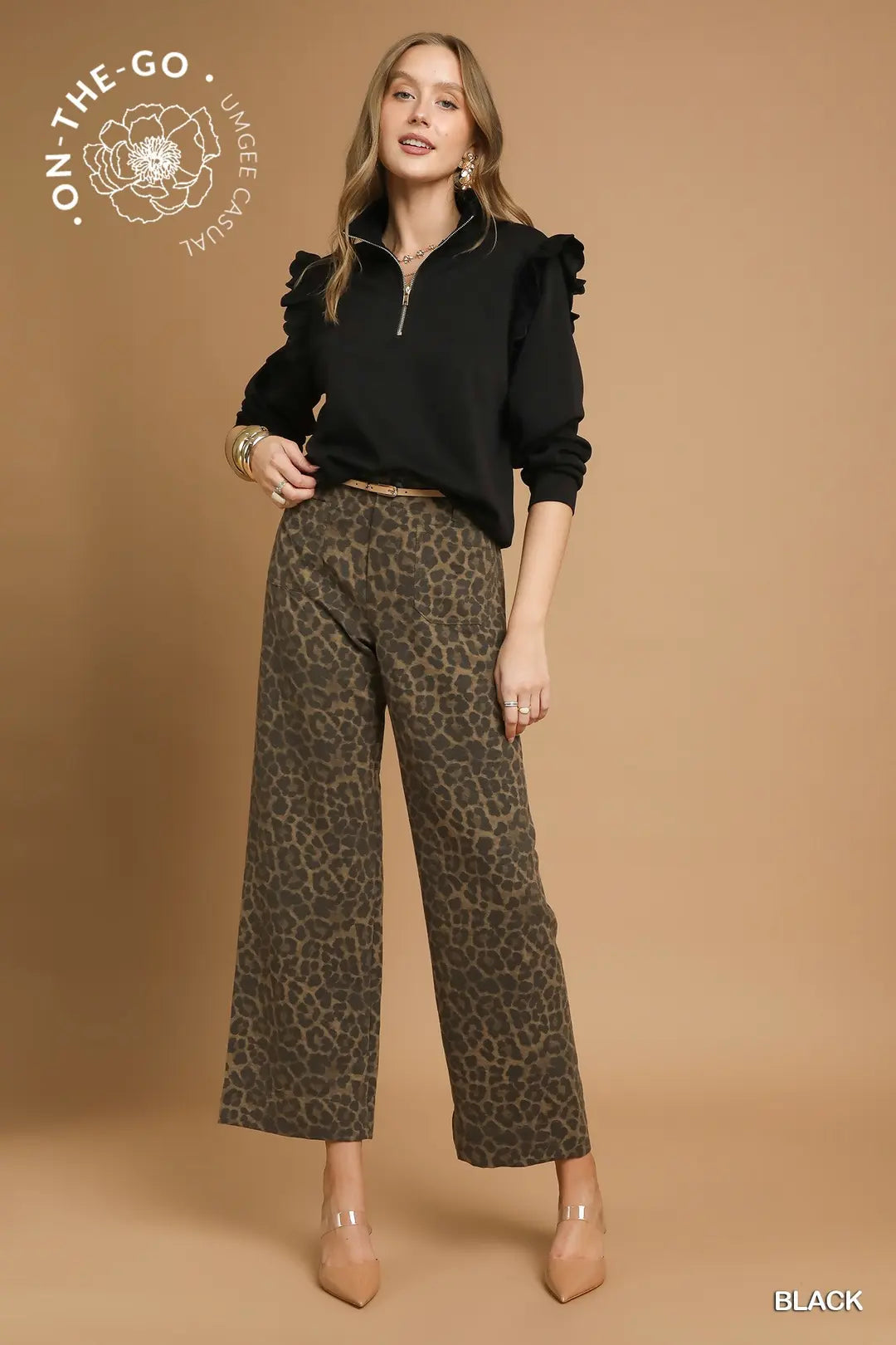 TOP RUFFLE BLACK ZIP TOP