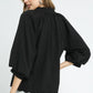 V NECK BLACK SCALLOPED TOP