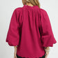 V NECK CRIMSON SCALLOPED TOP