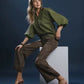 V NECK OLIVE SCALLOPED TOP