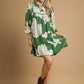 FLORAL TIERED BABYDOLL GREEN DRESS