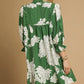 FLORAL TIERED BABYDOLL GREEN DRESS