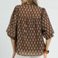 SPLIT NECK BROWN FLOWER TOP