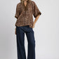 CHEETAH BUBBLE SLEEVE TOP