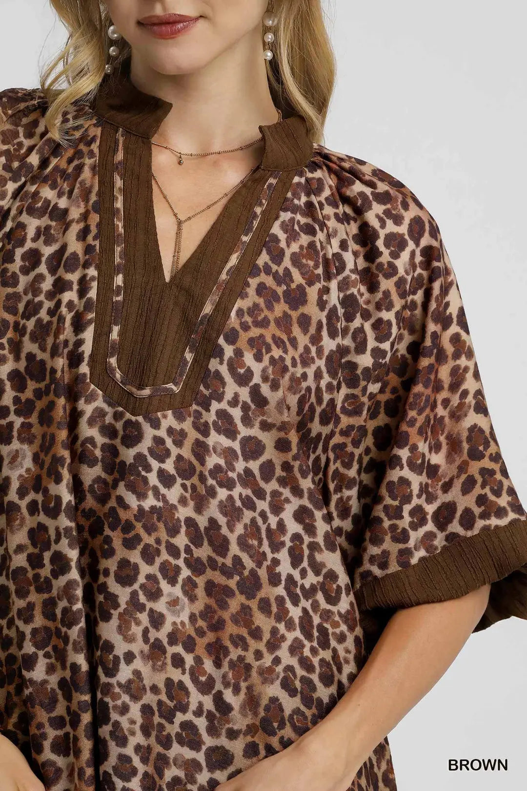 CHEETAH BUBBLE SLEEVE TOP