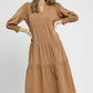 TEXTURED TIERED MIDI DRESS