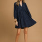 HIGH RUFFLE NECK DRESS