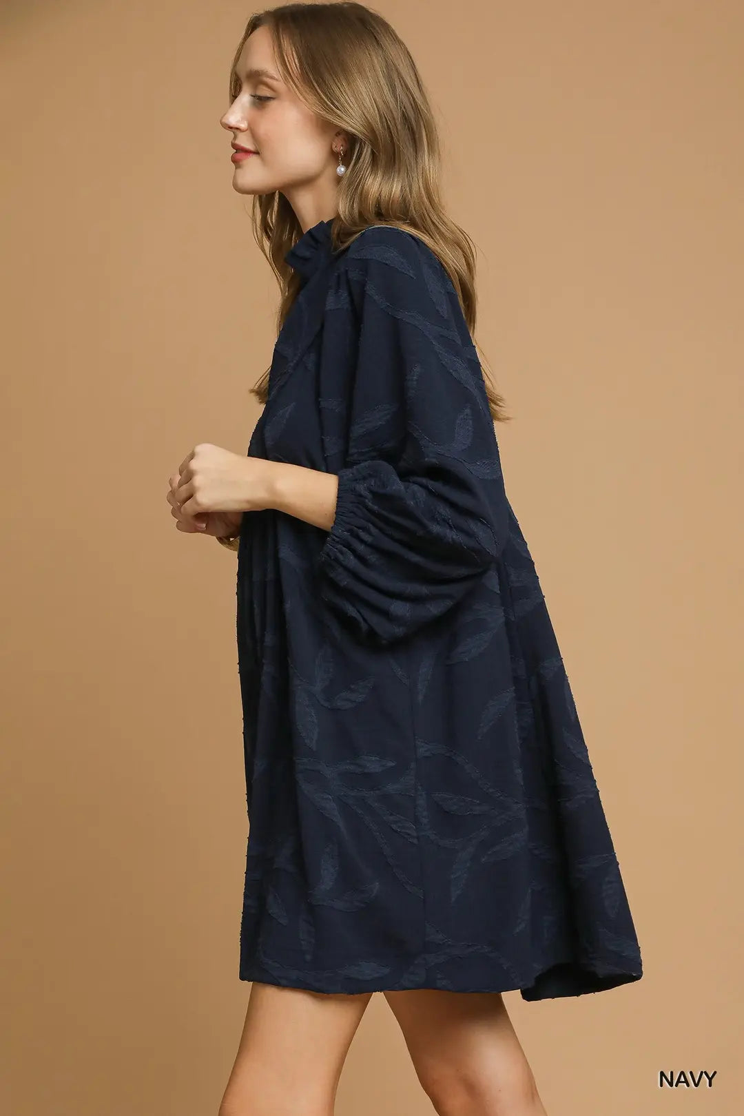 HIGH RUFFLE NECK DRESS