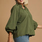 V NECK OLIVE SCALLOPED TOP