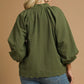 V NECK OLIVE SCALLOPED TOP