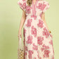 FLORAL FLUTTER PINK MIX MIDI DRESS