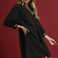 SHEER  LEOPARD TRIM SHIFT BLACK DRESS