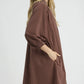 SHEER  LEOPARD TRIM SHIFT MOCHA DRESS
