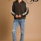 COLLARED LEOPARD STRIPE ESPRESSO TOP