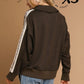 COLLARED LEOPARD STRIPE ESPRESSO TOP