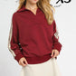 COLLARED LEOP STRIPE MAROON TOP