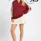 COLLARED LEOP STRIPE MAROON TOP