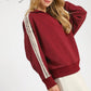 COLLARED LEOP STRIPE MAROON TOP