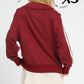 COLLARED LEOP STRIPE MAROON TOP