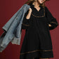 LEOPARD TRIM BABYDOLL DRESS