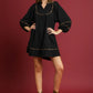 LEOPARD TRIM BABYDOLL DRESS