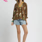 FLORAL CONTRAST TRIM BROWN MIX TOP