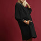 SHEER  LEOPARD TRIM SHIFT BLACK DRESS