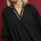 SHEER  LEOPARD TRIM SHIFT BLACK DRESS