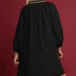 SHEER  LEOPARD TRIM SHIFT BLACK DRESS