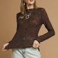 LACE SHEER BROWN LS TOP