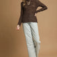 LACE SHEER BROWN LS TOP