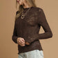 LACE SHEER BROWN LS TOP